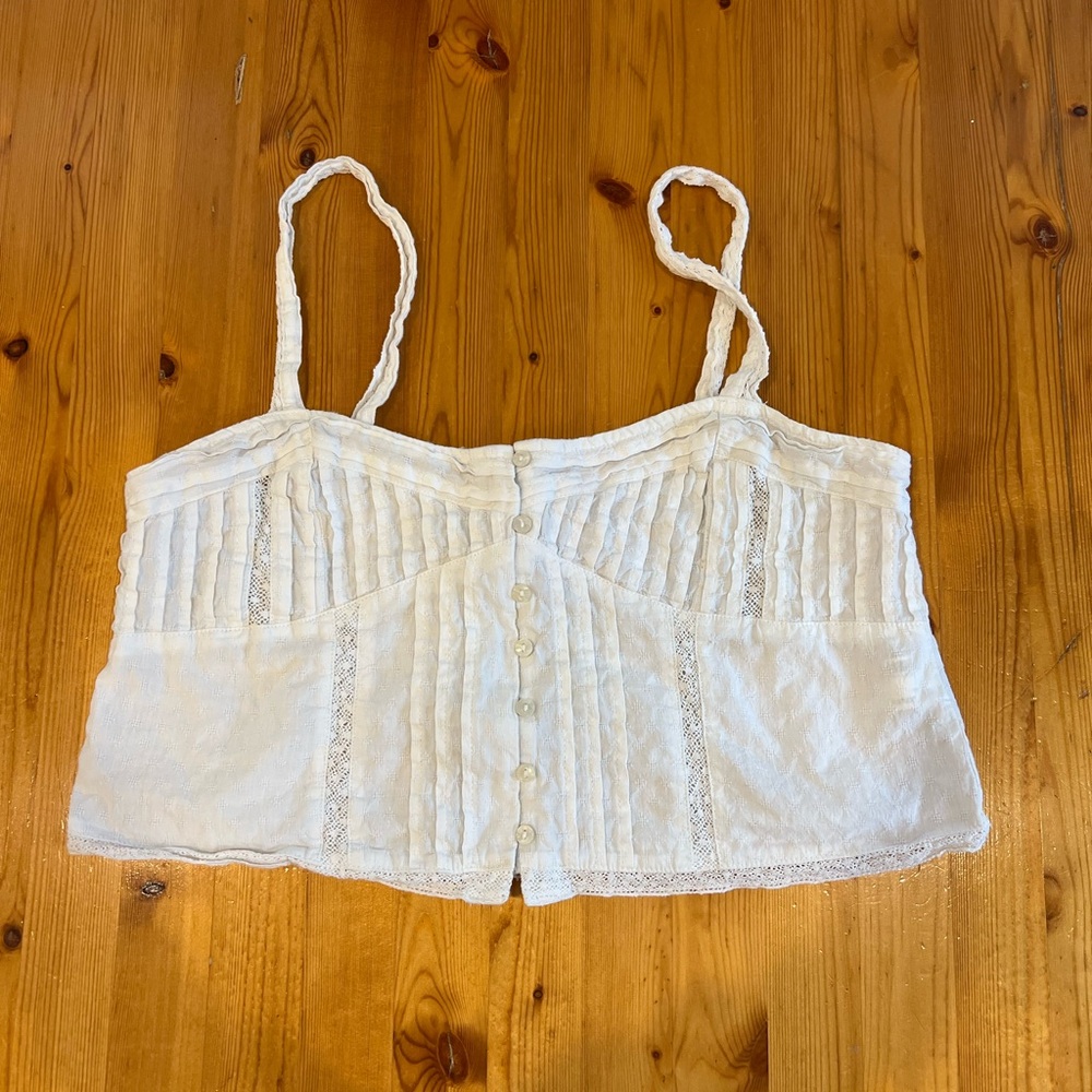 Zara White Crop Top Medium Dainty Lace Design Girly